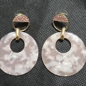 Pink and Gold Dangle Earrings